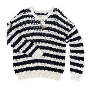 Denver Hayes Womens Sweater M Preppy Coastal Fisherman Striped Fall Chunky NWT